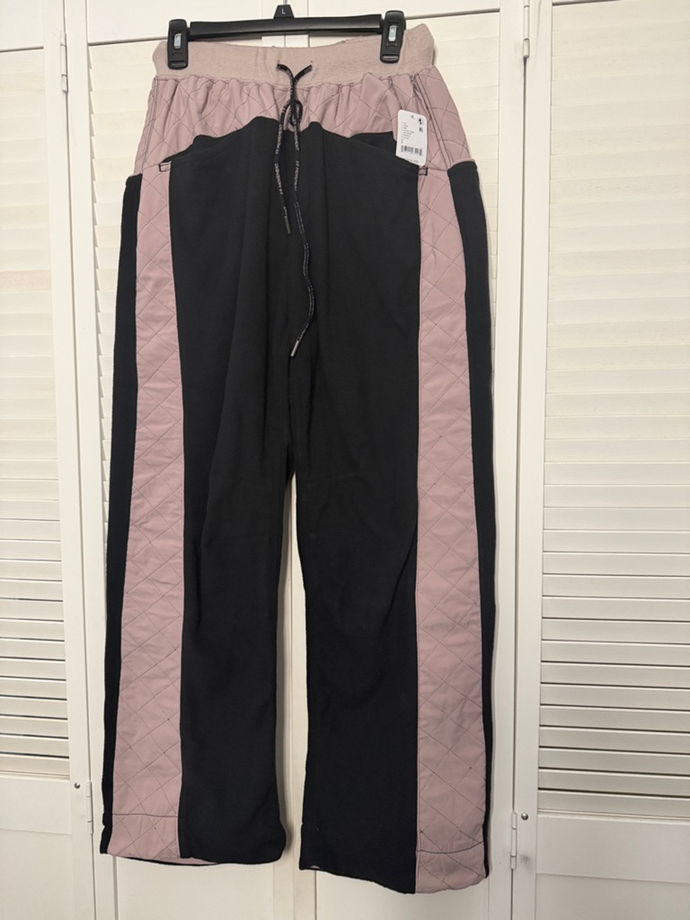 FP Movement by Free People Black and Mauve Quilted Panel Joggers